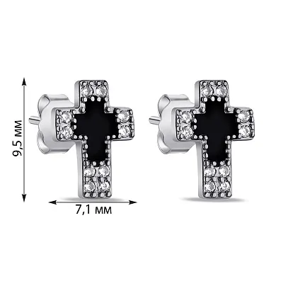 Сережки зі срібла з емаллю і фіанітами (арт. 7518/6744еч)