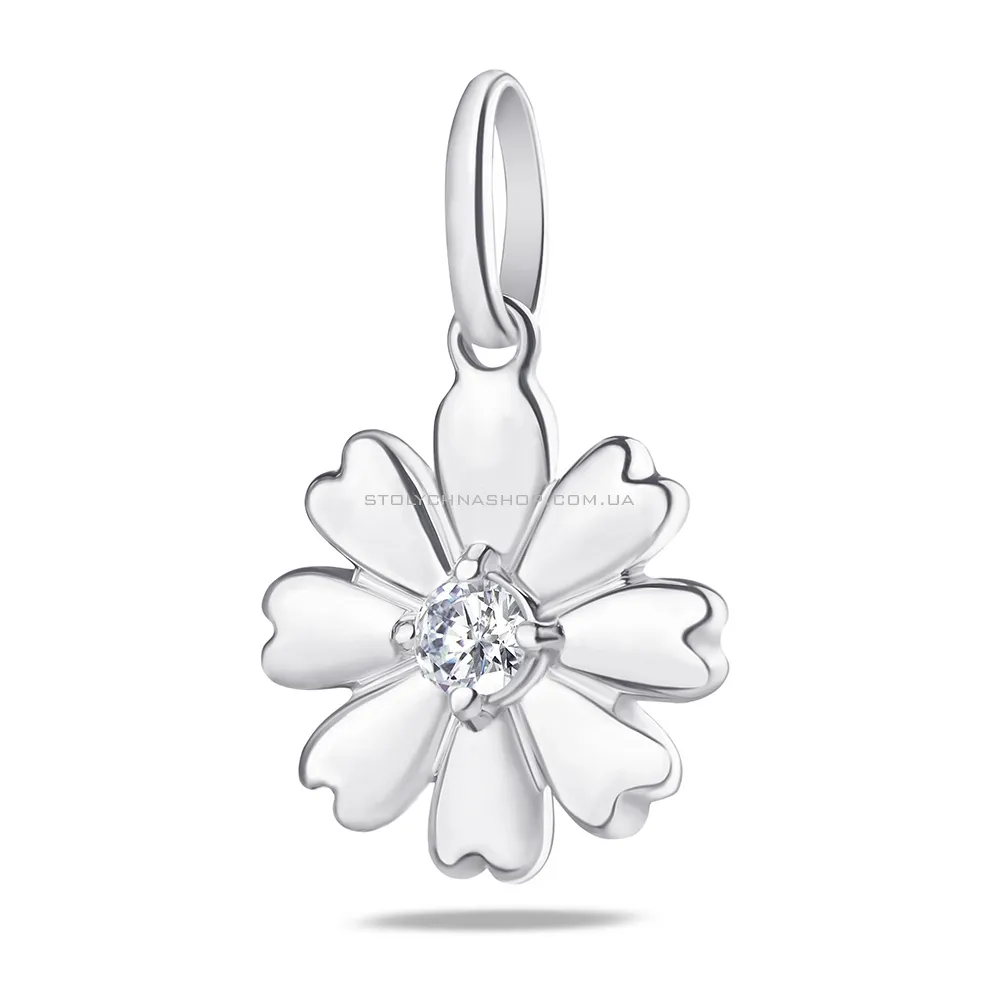 Срібна підвіска «Квітка» з фіанітом (арт. 7503/2470) - цена