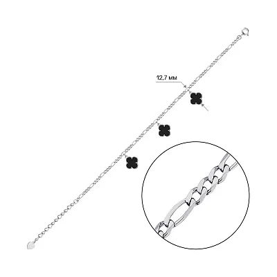 Браслет из серебра Клевер (арт. 7509/4403/10еч)