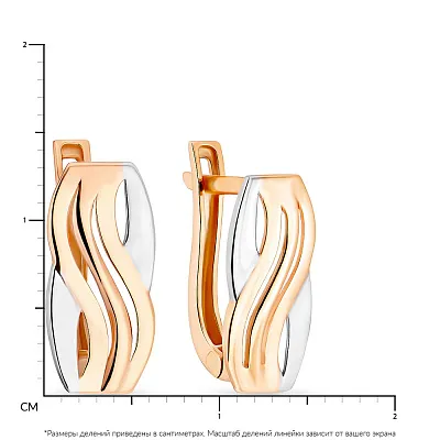 Золотые сережки в красном и белом цвете металла (арт. 106061кб)