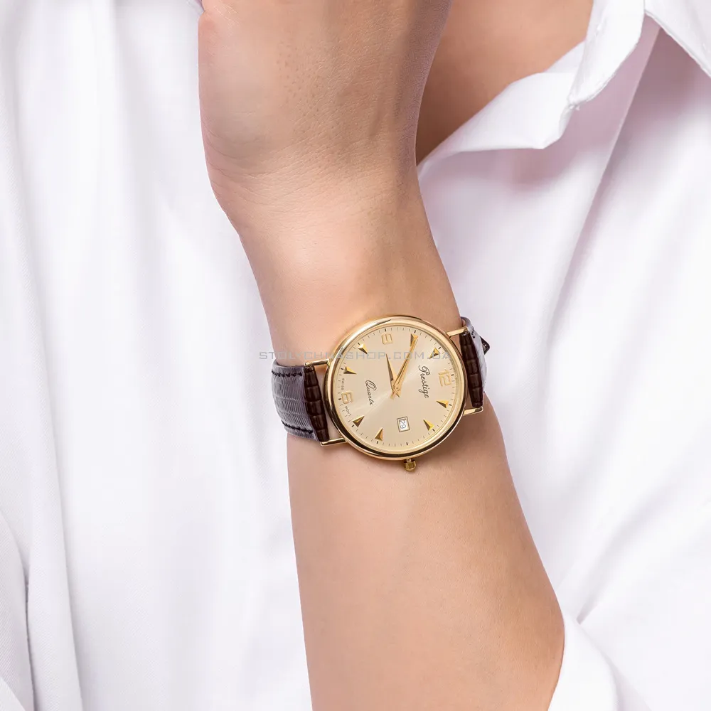 Золотий годинник зі шкіряним ремінцем (арт. 260224ж) - 5 - цена