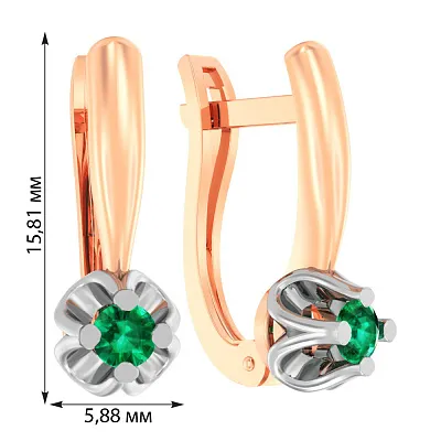 Золоті сережки зі смарагдом (арт. 110518Пи)