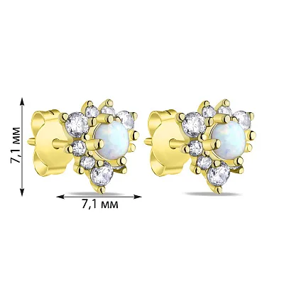 Срібні сережки пусети з жовтим родіюванням  (арт. 7518/6540жПоб)