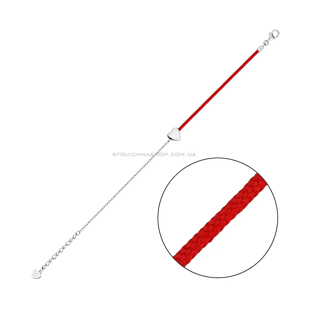 Срібний браслет з червоною ниткою (арт. 7309/4673к) - цена