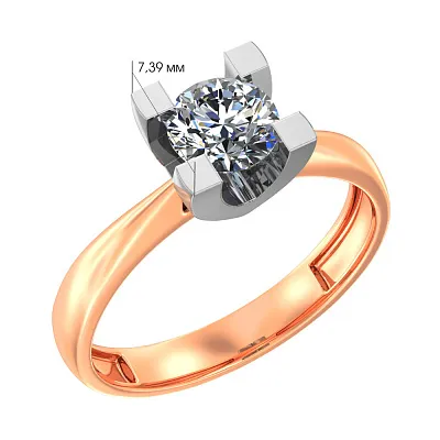 Золотое помолвочное кольцо с фианитом (арт. 140449)