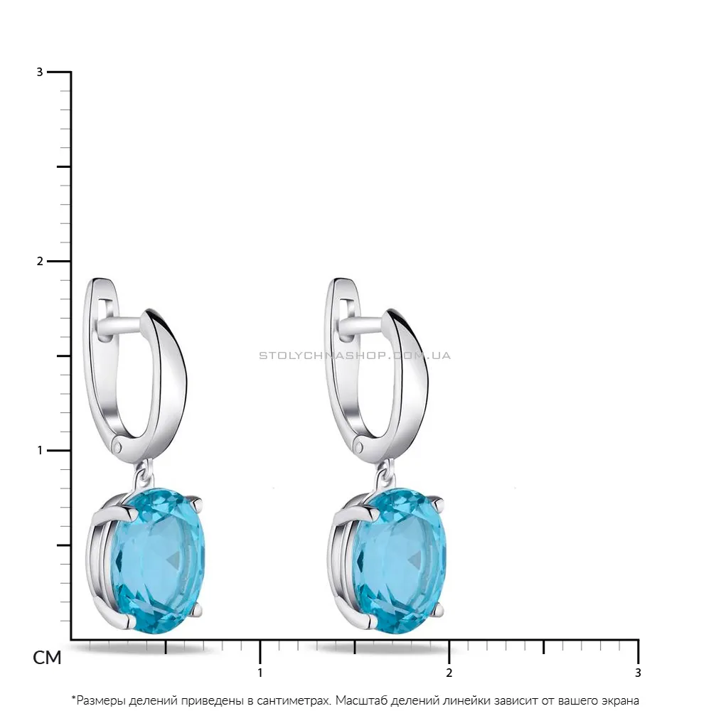 Сережки зі срібла з блакитним топазом (арт. 7002/601Пг) - 2 - цена