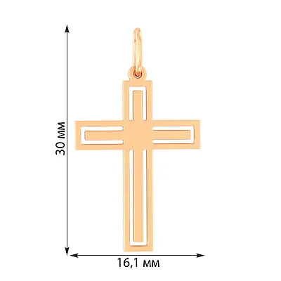 Хрестик з червоного золота без каміння  (арт. 440802)