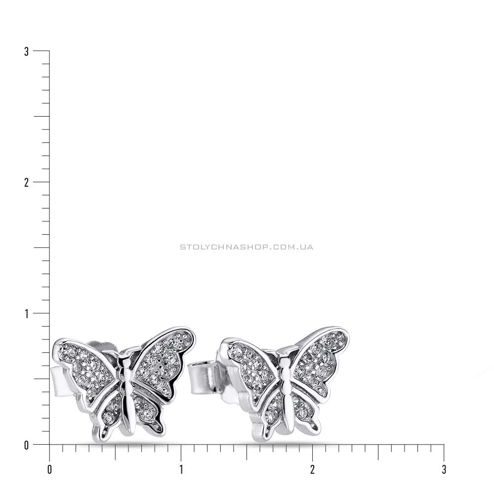 Серебряные серьги пусеты «Бабочки» с фианитами (арт. 7518/5183)