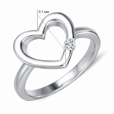 Серебряное кольцо «Сердечко» с фианитом  (арт. 7501/4252)