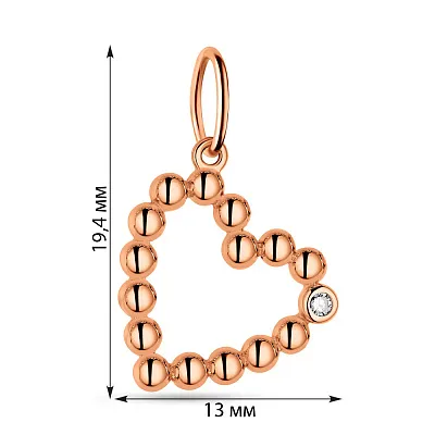 Золотой подвес &quot;Сердце&quot; с фианитом (арт. 424466)