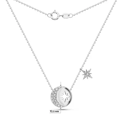 Золотое колье Луна и звезда с бриллиантами  (арт. Ц341649010б)