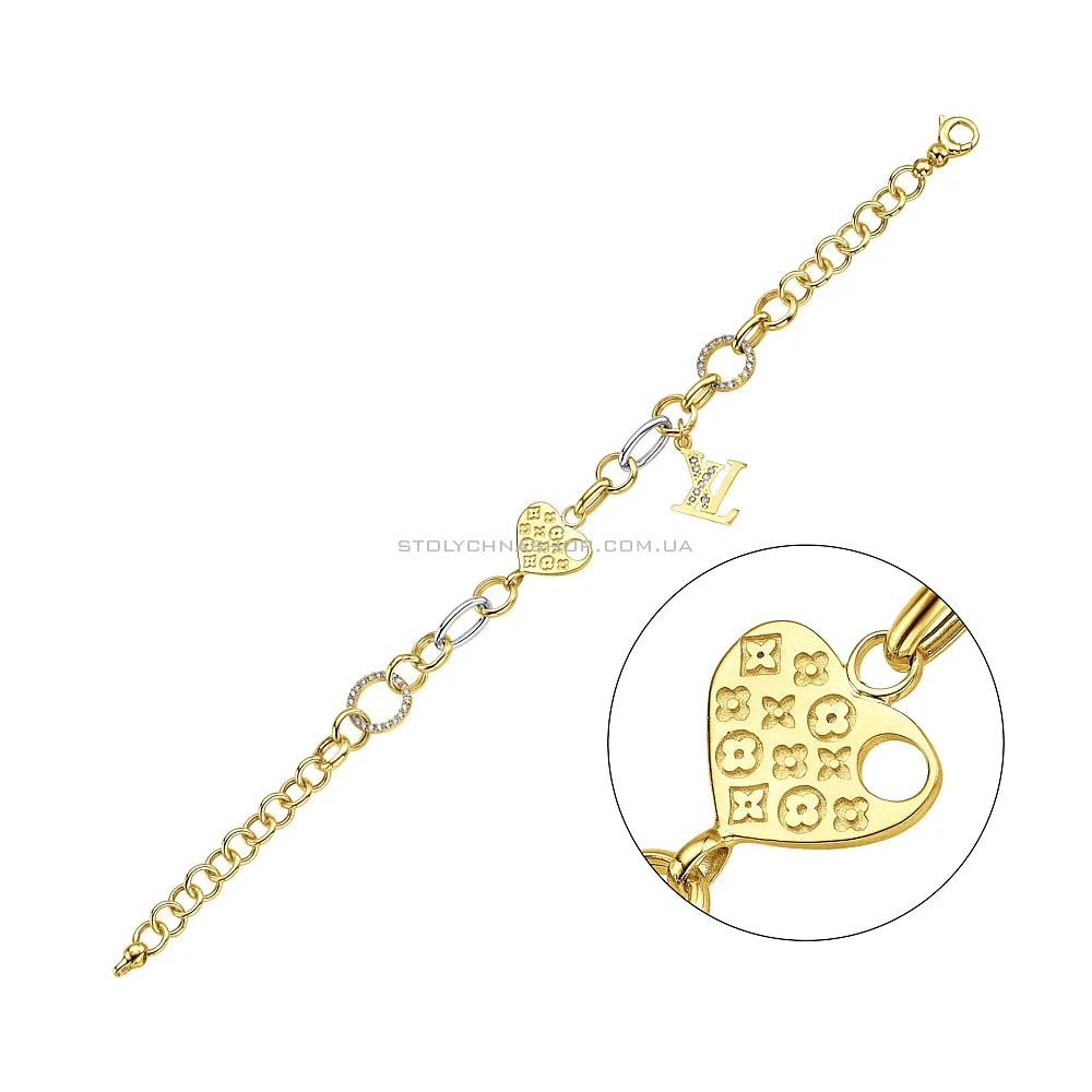 Золотий браслет з фіанітами  (арт. 324212жбП1) - цена