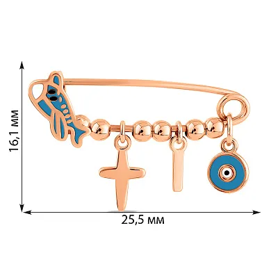 Золотая булавка с подвесками и эмалью (арт. 280234ег)