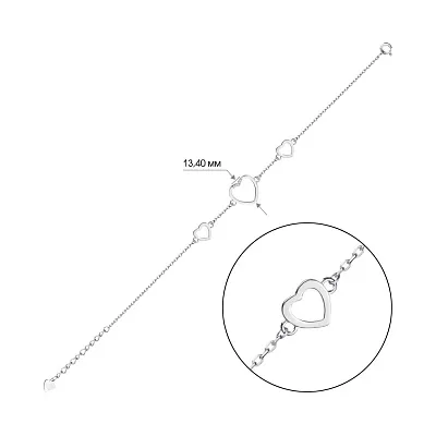 Браслет зі срібла "Серце" з фіанітами (арт. 7509/3069)
