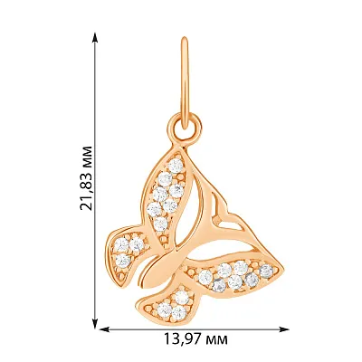 Золотий кулон «Метелик» з фіанітами (арт. 423887)