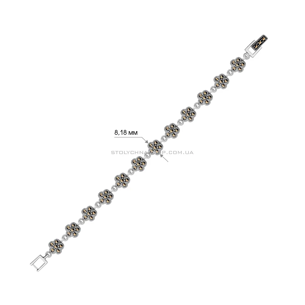 Серебряный браслет с марказитами  (арт. 7409/3160мрк) - 2 - цена
