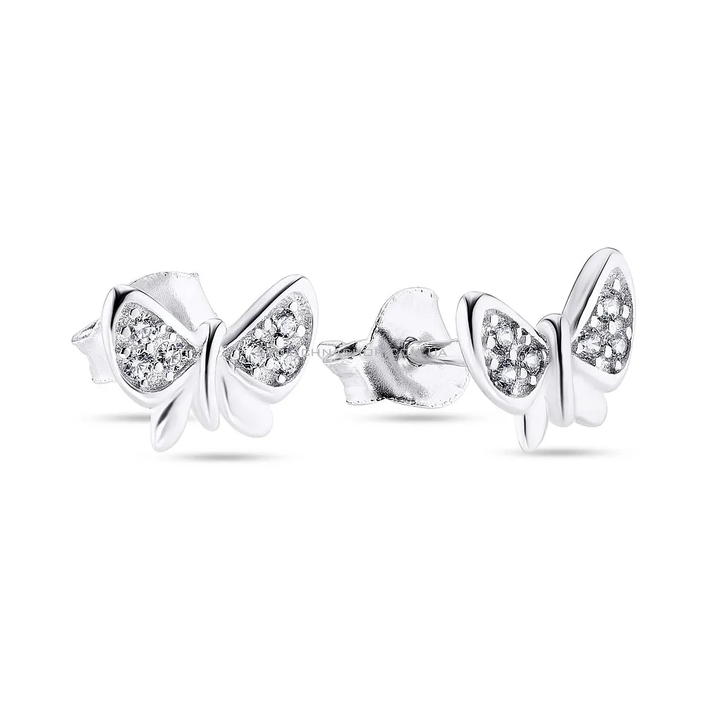 Срібні сережки «Метелики» з фіанітами (арт. 7518/5394) - цена