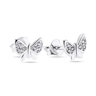 Срібні сережки «Метелики» з фіанітами (арт. 7518/5394)