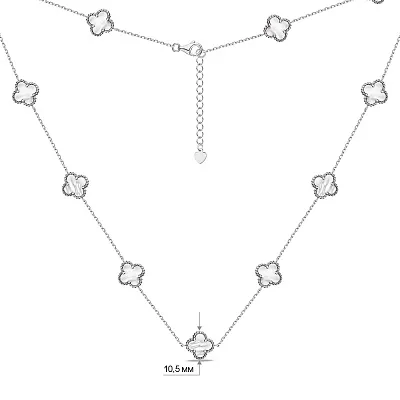 Серебряное колье Клевер с перламутром  (арт. 7507/1188/10п)