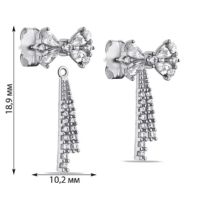 Сережки-трансформери зі срібла з фіанітами (арт. 7518/6812)
