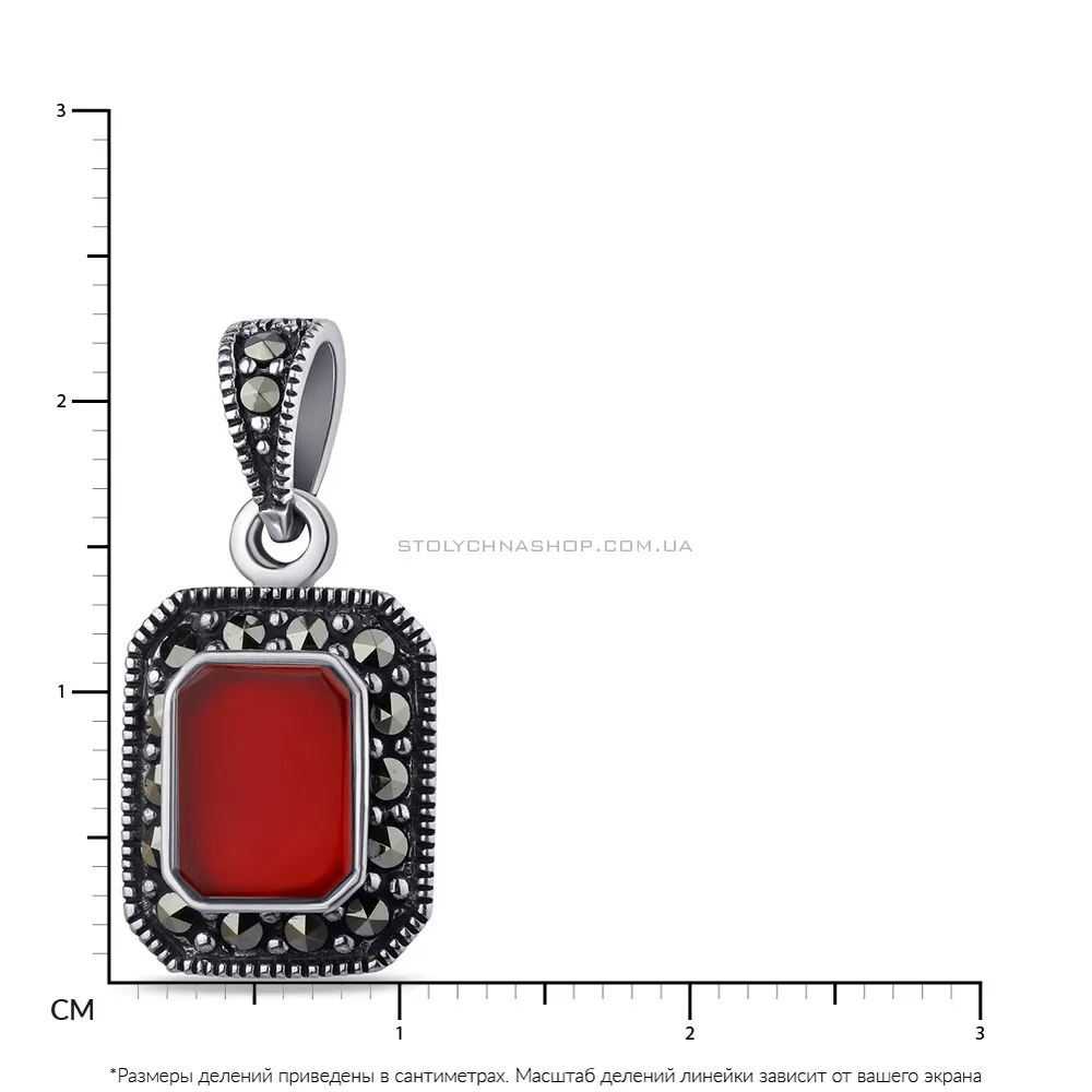 Срібна підвіска з червоним оніксом (арт. 7403/3193мркокр)