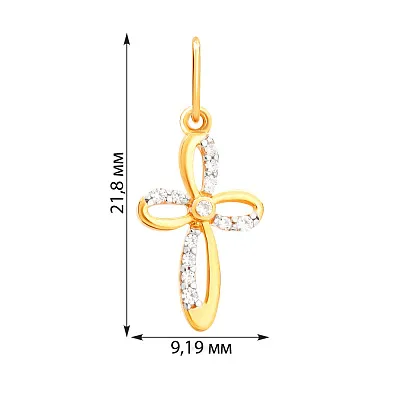 Золота підвіска-хрестик з фіанітами (арт. 440411ж)