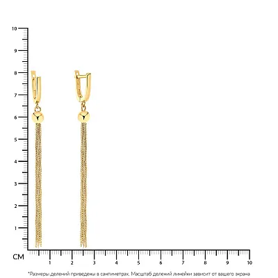 Длинные серьги из желтого золота с цепочками  (арт. 104336ж)