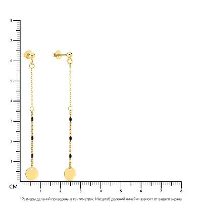 Длинные серьги с желтого золота с эмалью (арт. 108729жеч)