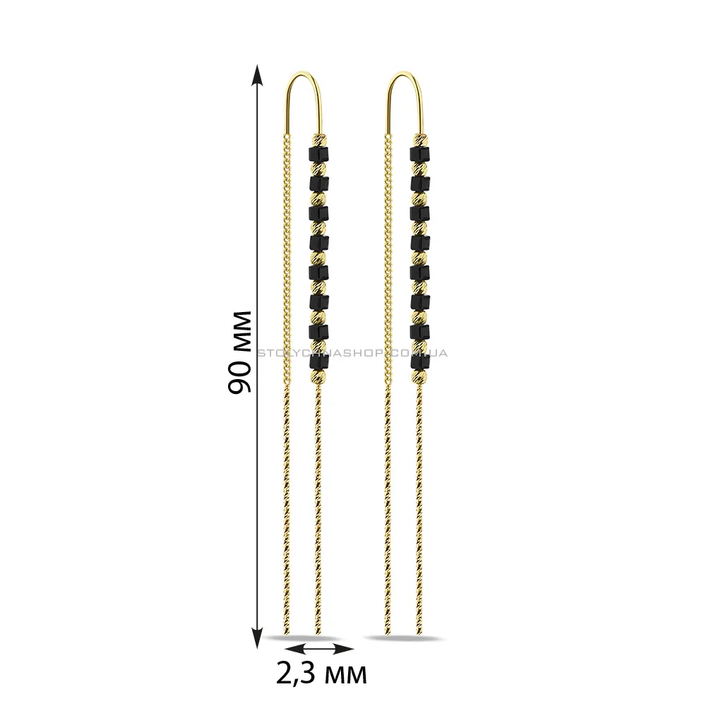 Серебряные серьги-протяжки с желтым родированием (арт. 7502/9341жо) - 2 - цена