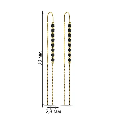 Серебряные серьги-протяжки с желтым родированием (арт. 7502/9341жо)