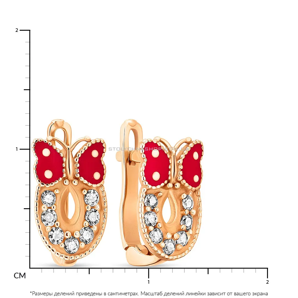 Золоті сережки для дітей "Метелики" (арт. 104358) - 2 - цена