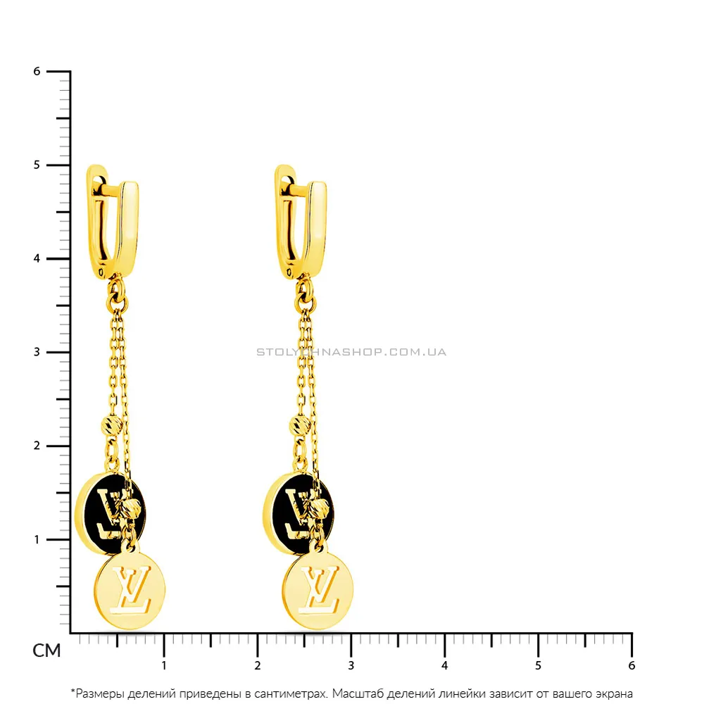 Сережки з жовтого золота з емаллю (арт. 107556жеч) - 2 - цена