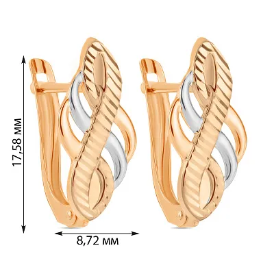 Сережки из красного золота с родированием (арт. 107709р)