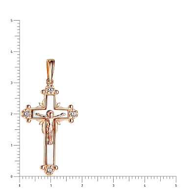 Золотой нательный крестик с распятием и фианитами (арт. 501359кб)