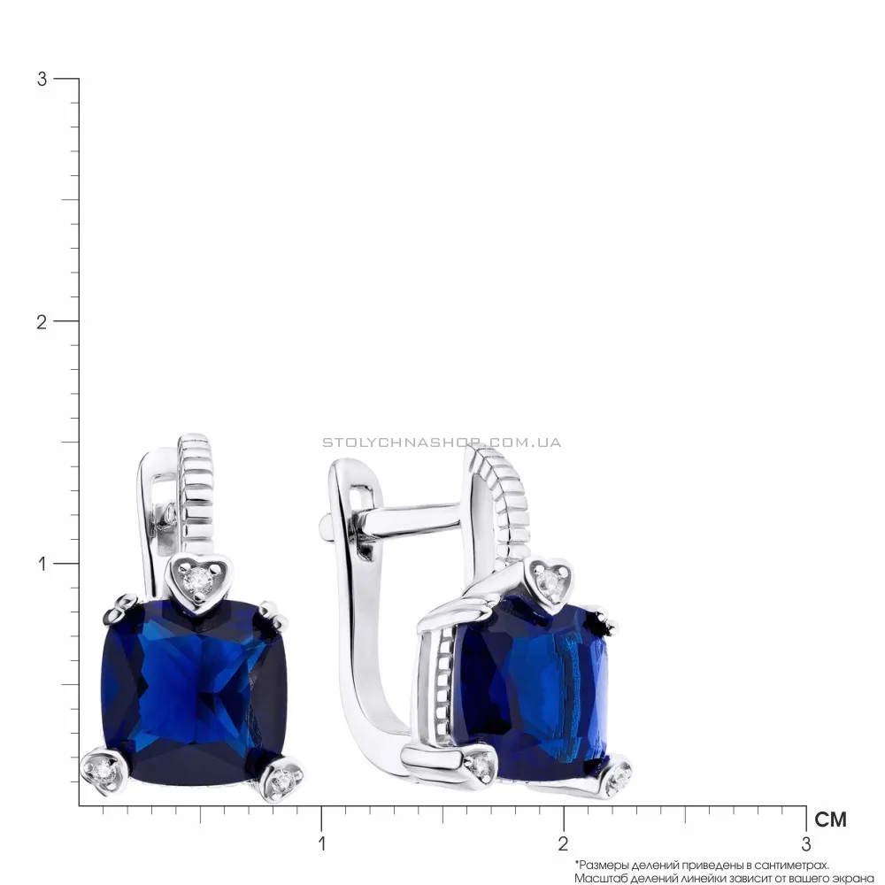 Серьги из серебра с синими фианитами (арт. 7502/3611цс)