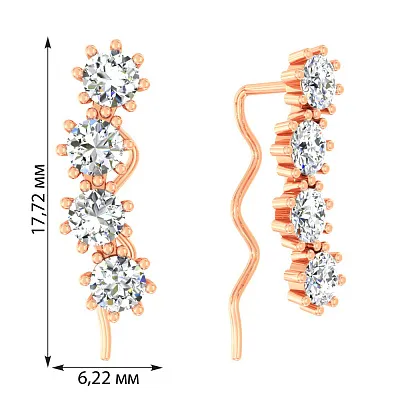 Золоті сережки клаймбери з фіанітами (арт. 110201)