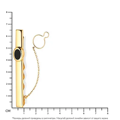 Зажим для галстука из желтого золота с эмалью (арт. 200048жеч)