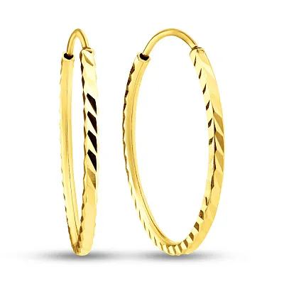 Серьги-кольца из желтого золота с алмазной гранью (арт. 121903/20ж)