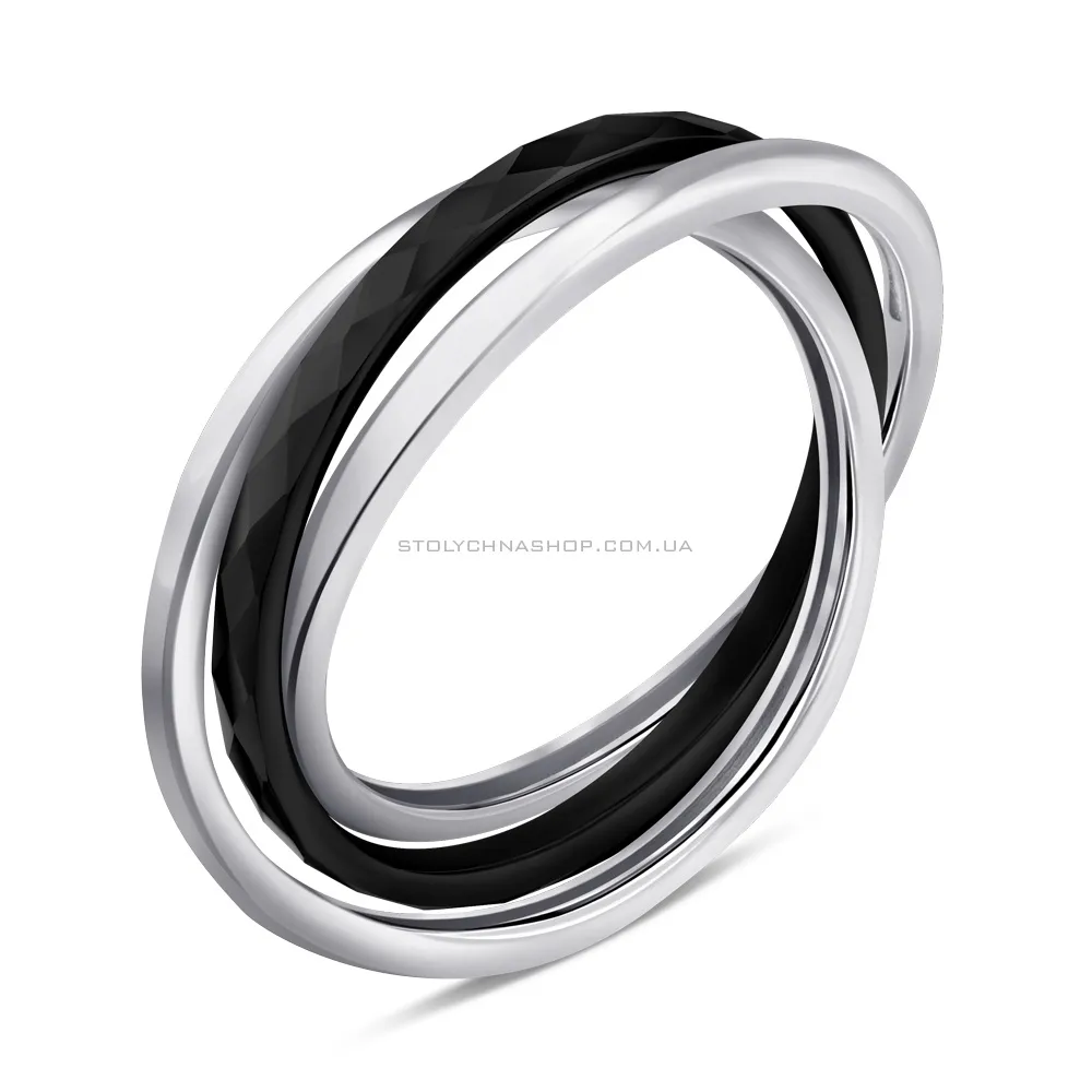 Кольца из керамики и серебра (арт. 7501/К2К/4065-1-18) - цена