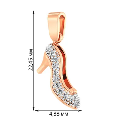 Підвіска з червоного золота «Туфелька» з фіанітами (арт. 440398)