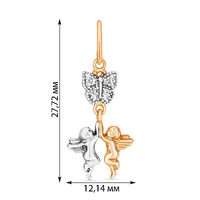 Кулон из белого и красного золота «Ангелы» с фианитами (арт. 422631)