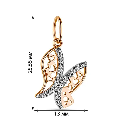 Подвеска из красного золота &quot;Бабочка&quot; (арт. 422802)