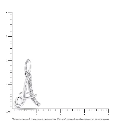 Серебряный подвес &quot;Буква А&quot; с фианитами (арт. 7503/П2Ф/3011)