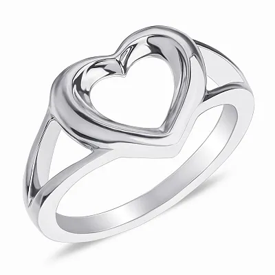 Серебряное кольцо «Сердце» без камней  (арт. 7501/4102)