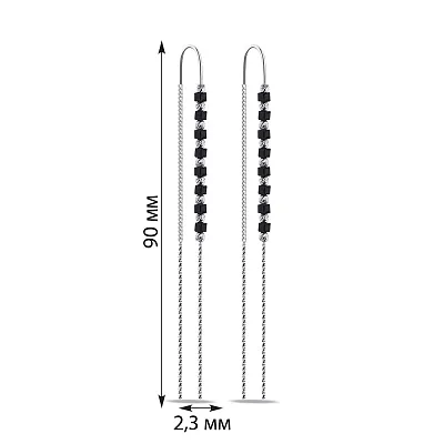 Срібні сережки-протяжки з оніксом (арт. 7502/9341о)
