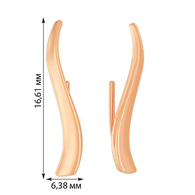 Золотые серьги клаймберы без камней (арт. 110450)