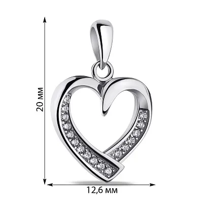 Срібний підвіс Серце з фіанітами  (арт. 7503/4018)