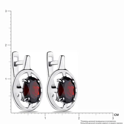 Серебряные сережки с красным гранатом (арт. 7002/4048Г)