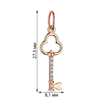 Підвіска з червоного золота «Ключик» з фіанітами (арт. 423205)