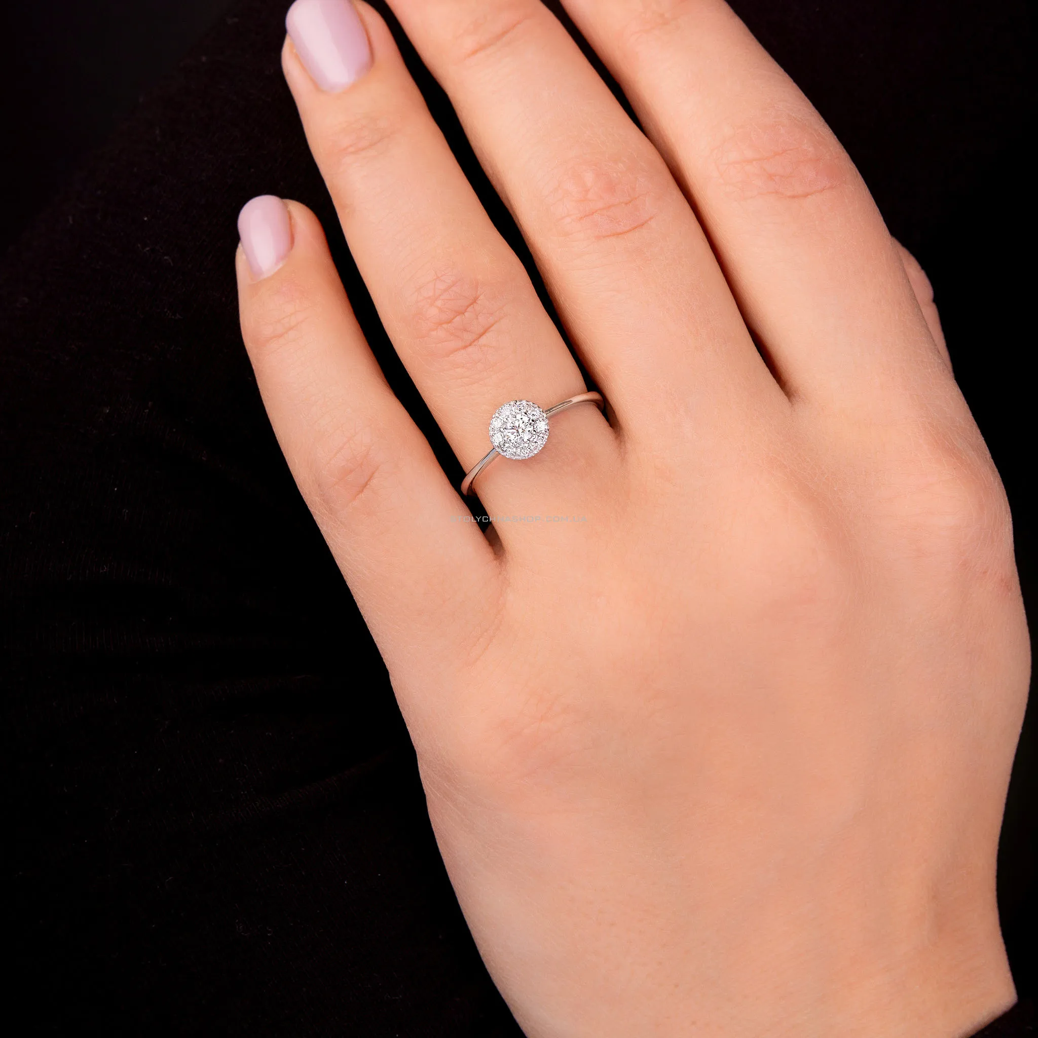 Кольцо из белого золота с бриллиантами  (арт. К341375020б) - 2 - цена
